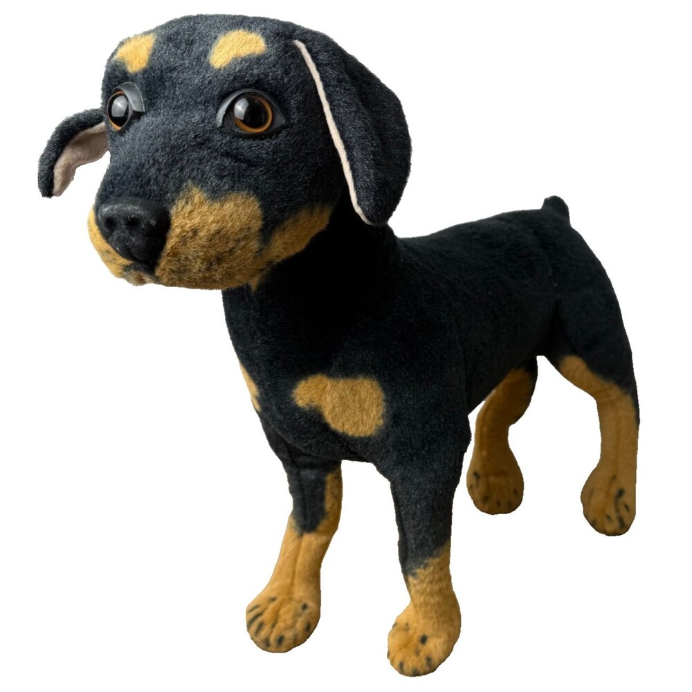 Rottweiler‎ Realistic Plush Black Brown Standing Dog Stuffed Animal Toy 20 x 17